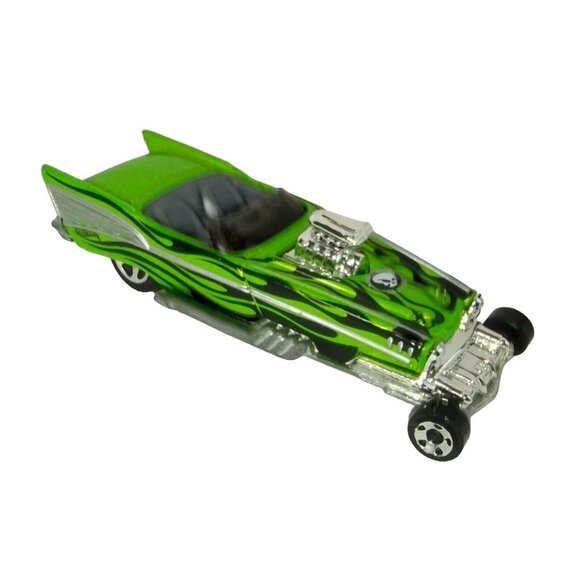 Hot Wheels Vintage 2001 Green Flames '57 Roadster Loose Diecast Car - Picture 2 of 7